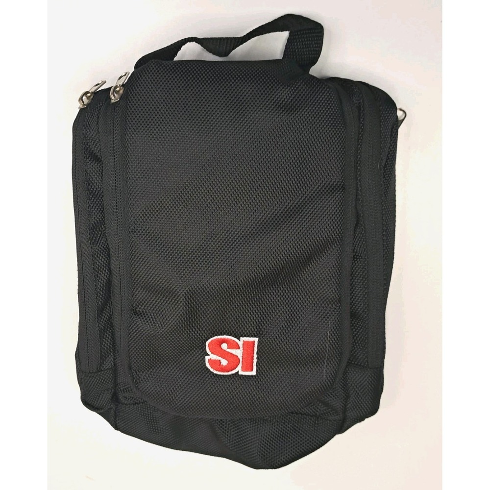 Vintage Sports Illustrated‎ Travel Toiletry Bag Hanging Zipper Black Embroidered